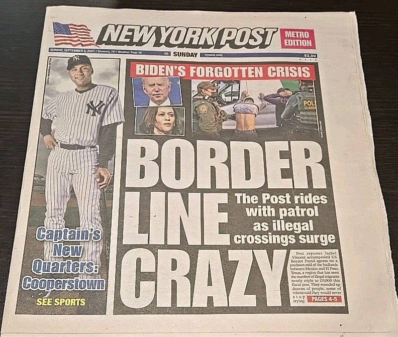 New York Post Sunday, September 5, 2021 Derek Jeter HOF