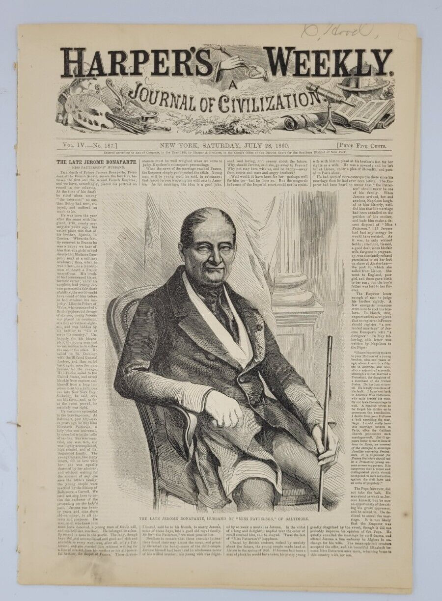 Harper’s Weekly 7/28/1860 Chicago Zouaves / Messina Sicily Italy