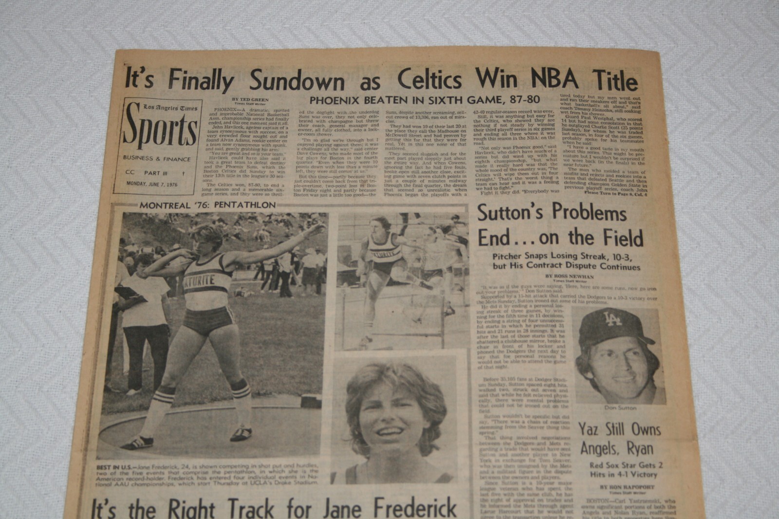 1976 LA Times SPORT SECTION * Boston Celtics Win NBA Title * Phoenix Suns Finals