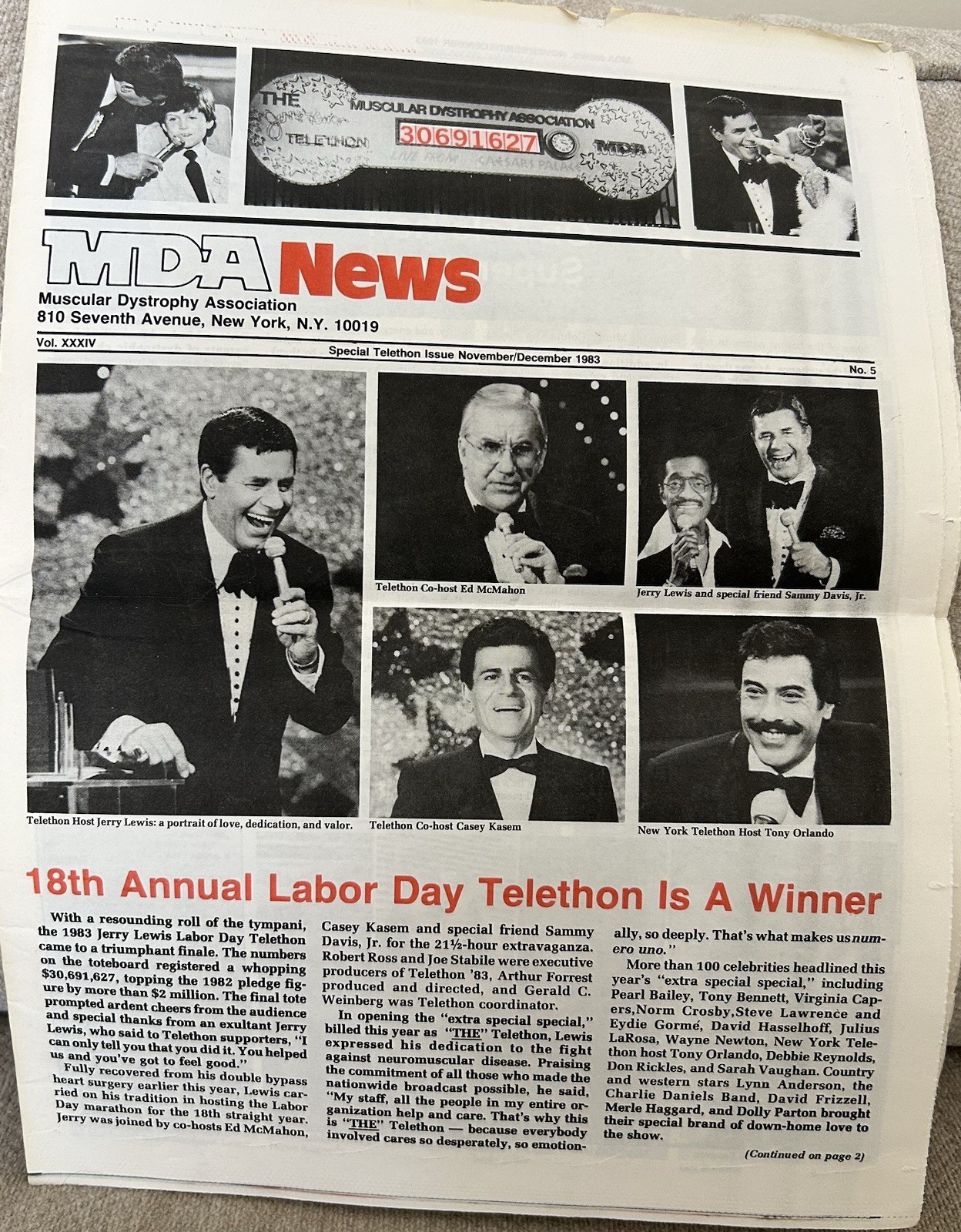 JERRY LEWIS Vintage MDA Newspaper December 1983 Special Telethon Issue