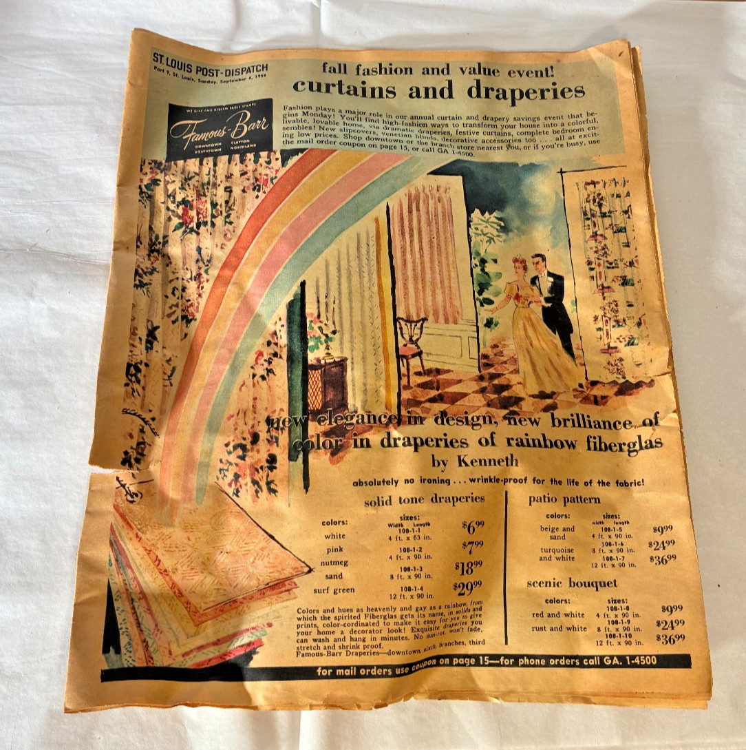 1959 St. Louis Post-Dispatch Famous-Barr “Fall Fashion and Value Event” Curtains