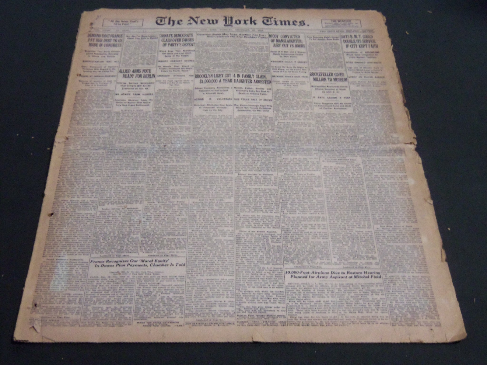 1924 DECEMBER 30 NEW YORK TIMES – M’COY CONVICTED OF MANSLAUGHTER – NT 6861