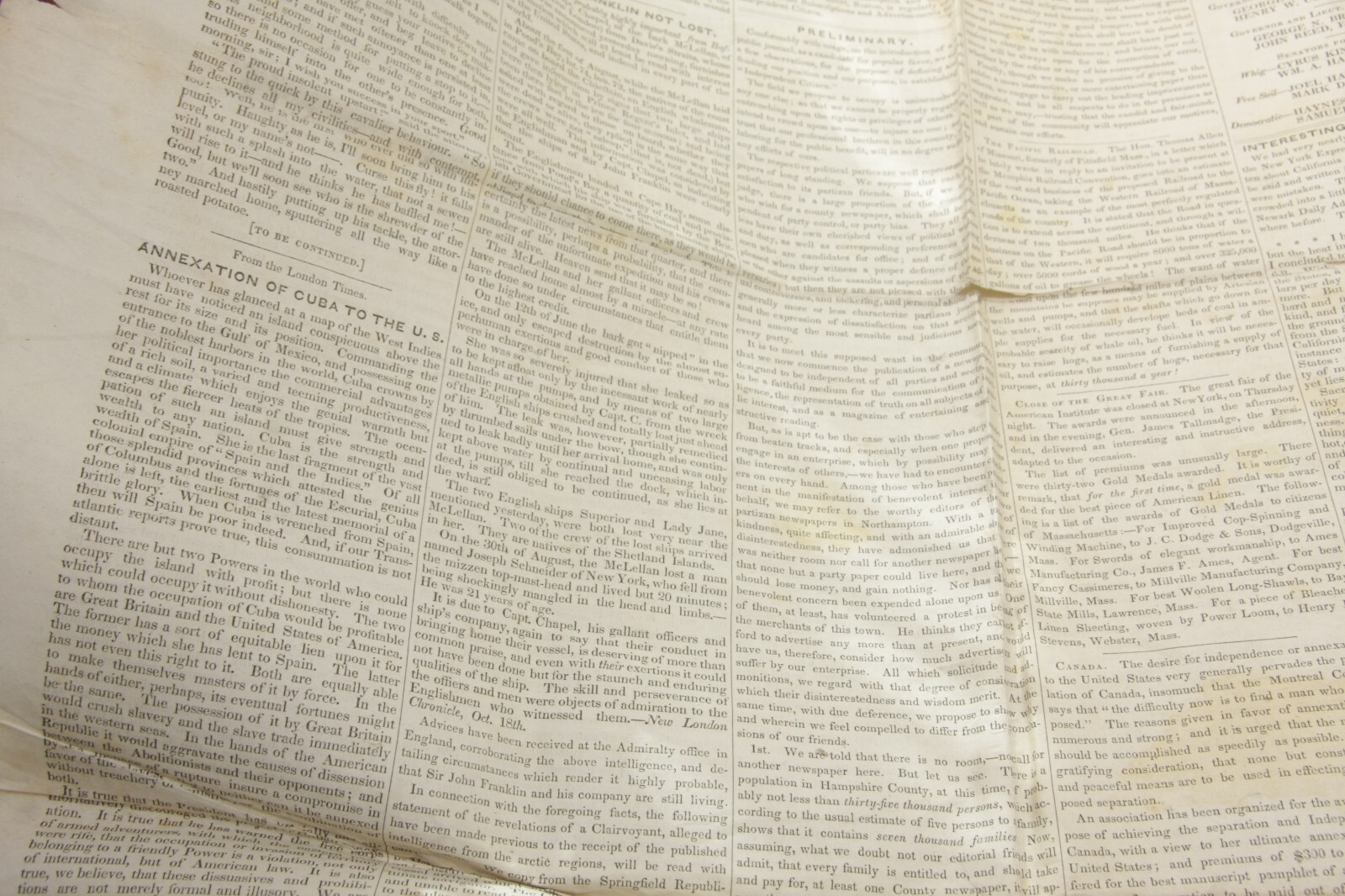 Independent Citizen FIRST ISSUE Oct 30, 1849 Newspaper Northampton MA – cut poor