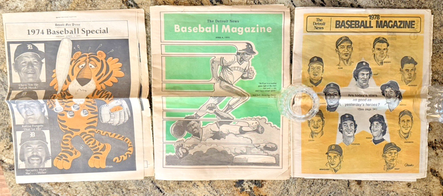Detroit Free Press ‘1974 Baseball Special’ April 5 Tigers-Det News 1975 1978 Mag