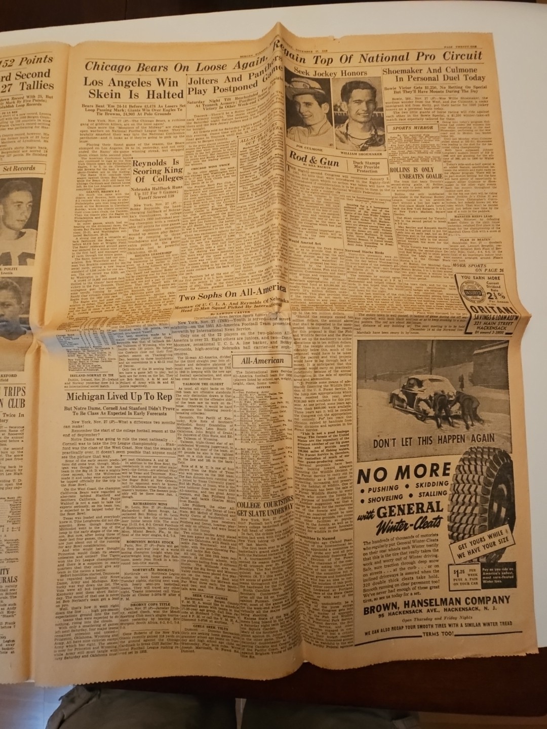 Lot Of 4 BERGEN EVENING RECORD NEWSPAPERS 1944, 49, 50 WW2