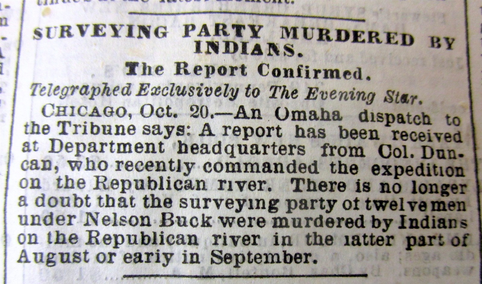 1869 newspaper with the APACHE INDIAN WAR describing ATROCITIES in NEW MEXICO