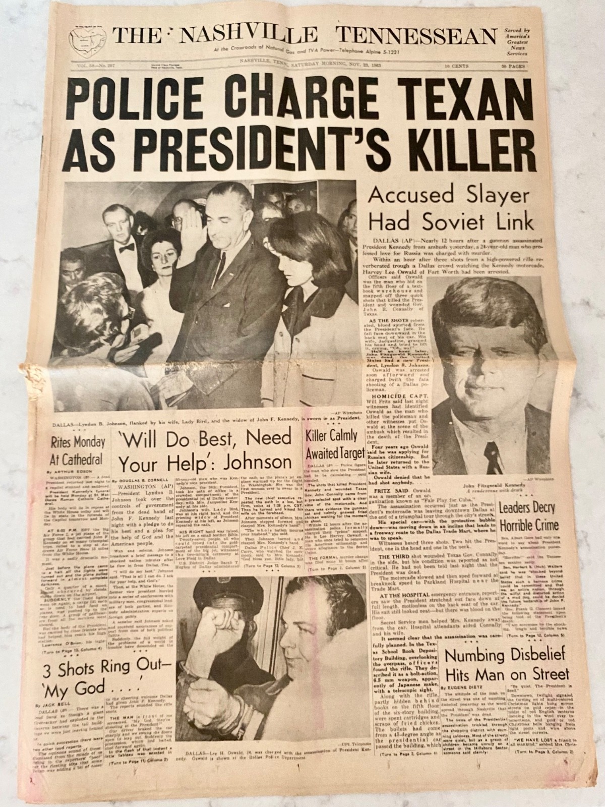 Texan as President JFK Killer Nov.23,1963 Newspaper Original 16 Pages