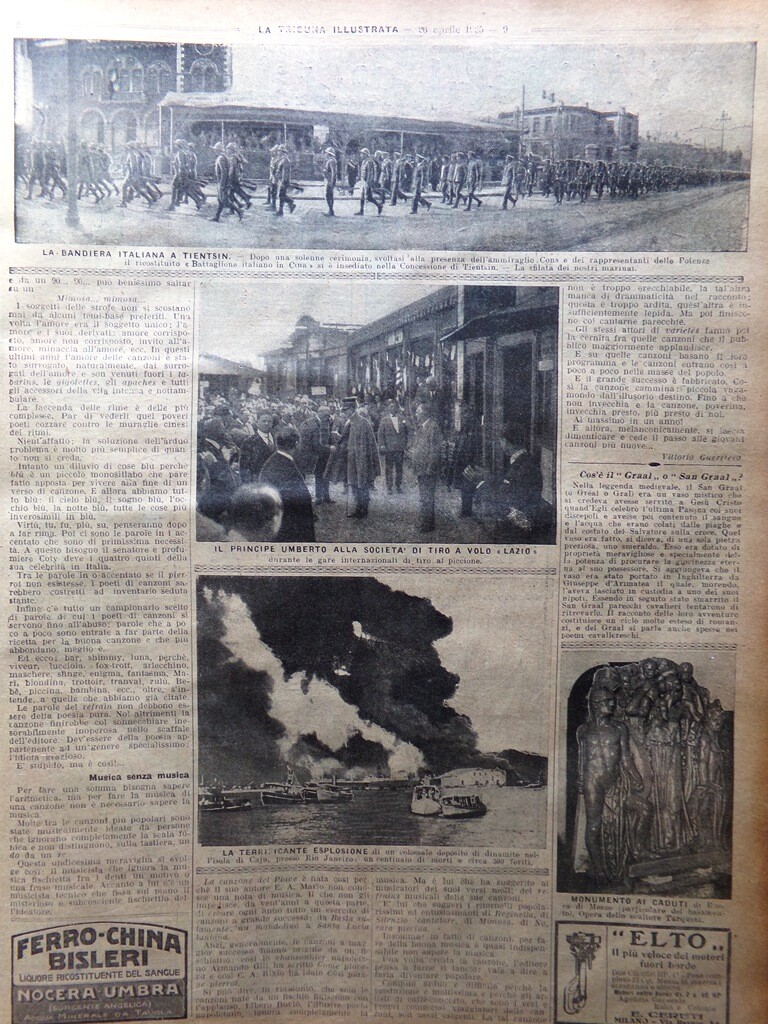 La Tribuna Illustrata 19 April 1925 Duilio Cinofilia Excavations of Utica Canzonette