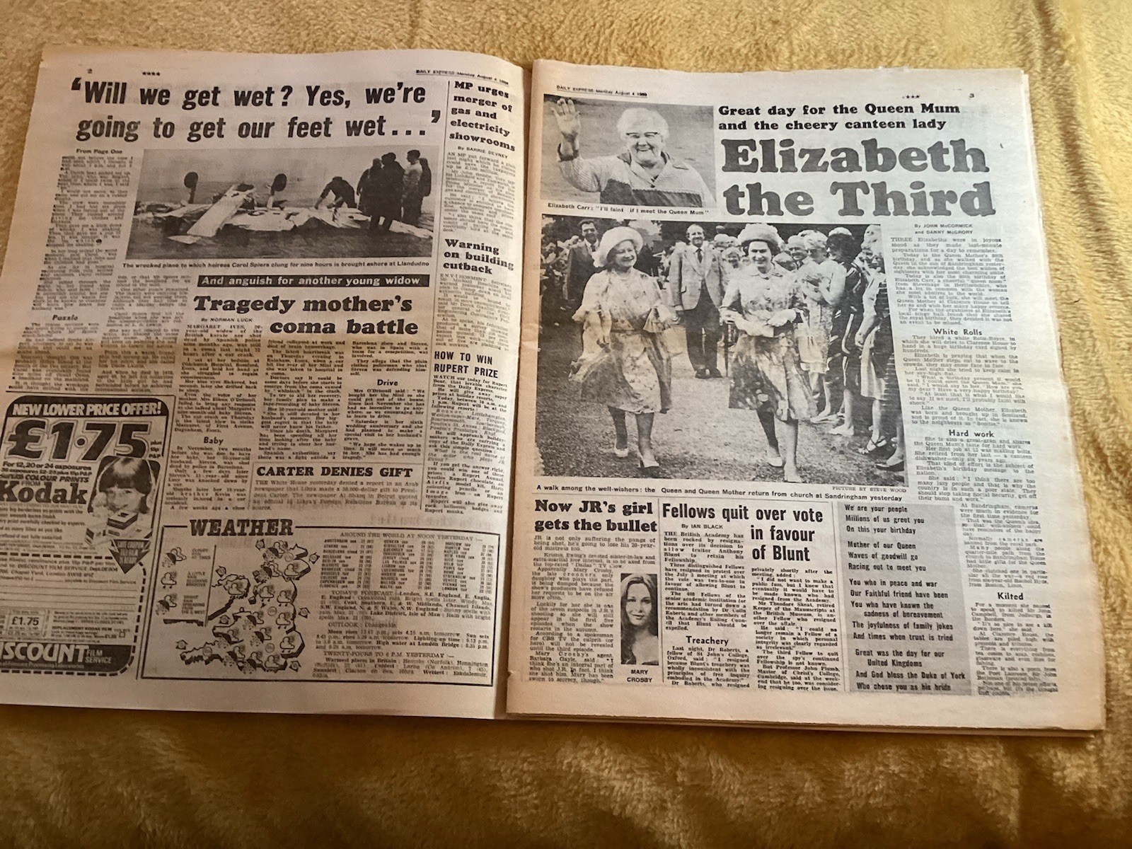 Plane Crash John Spiers Queen Mother80 Express August 4 1980 Original Newspaper