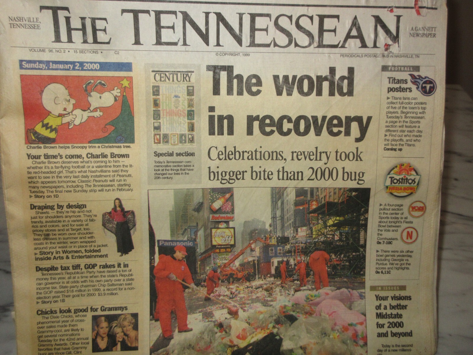 Jan 2, 2000 The Tennessean Newspaper Vtg Nashville TN The World In Recovery Hist