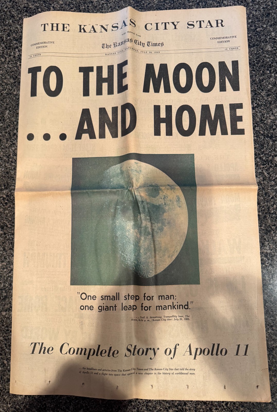 Apollo 11 Moon Landing July 21 1969 Kansas City Times Commemorative Edition