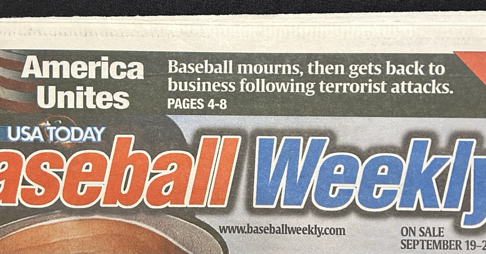Cal Ripken Jr USA Today Baseball Weekly Sept. 2001 “Iron Willed” MLB post 9/11