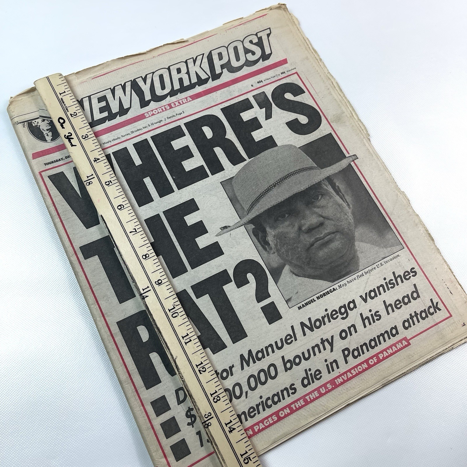 New York Post December 21 1989 Manuel Noriega Where Is the Rat Newspaper