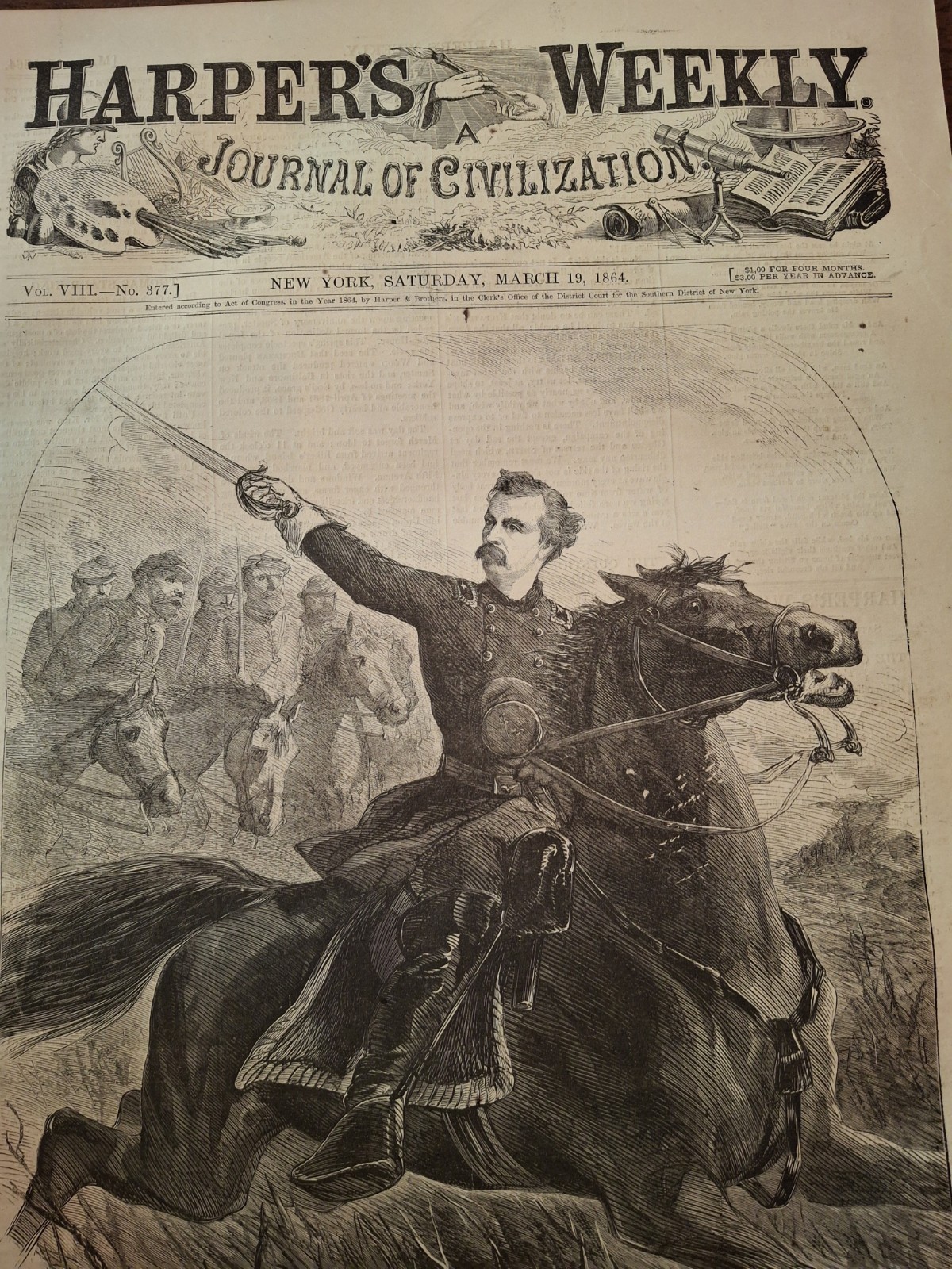 Civil War Newspapers- Harper’s Weekly- GEORGE CUSTER, AFRICAN AMERICAN TROOPS