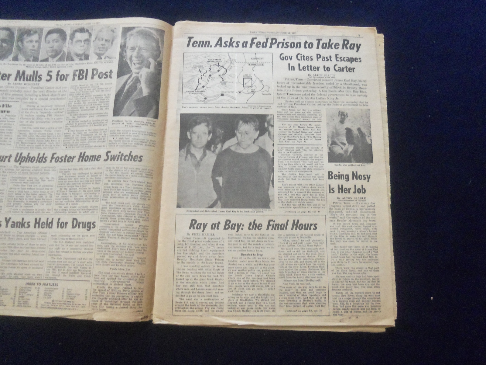 1977 JUNE 14 NEW YORK DAILY NEWS NEWSPAPER – JAMES EARL RAY-TOM SEAVER – NP 6044