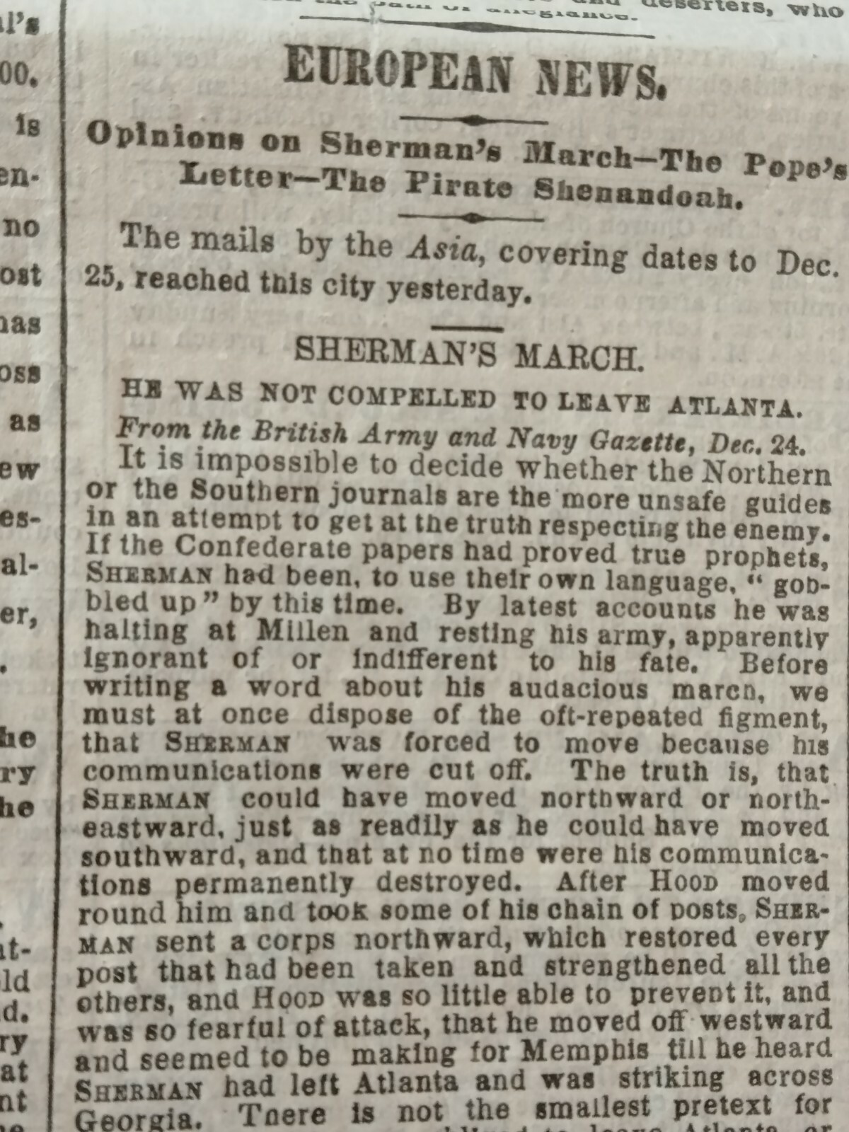 Civil War Newspapers-TENNESSEE-HOOD’S FINAL AND DISASTROUS ESCAPE,GEN PRICE DEAD