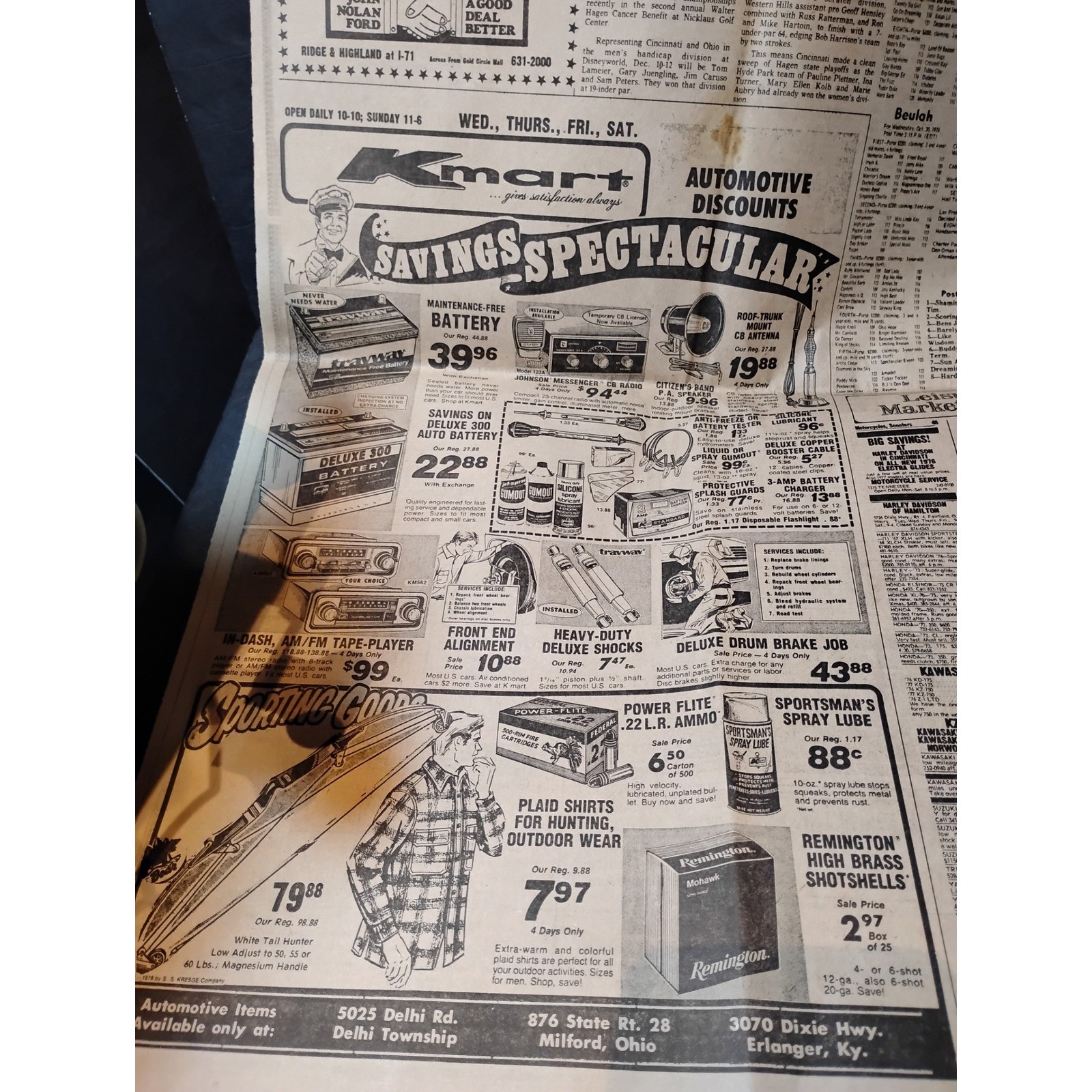 VTG Cincinnati Post Sport Section Reds Yankees Series Rose Driesen 76 Stocks Ads