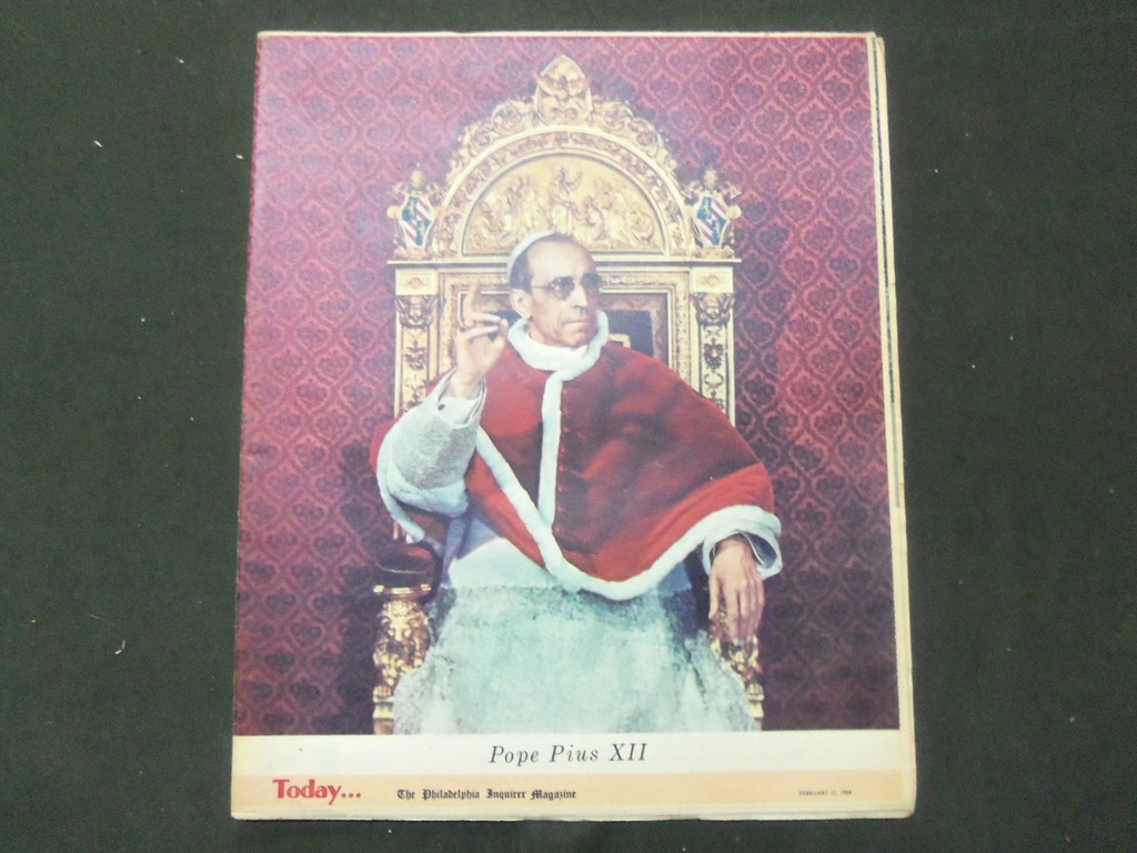 1954 FEBRUARY 21 TODAY NEWSPAPER MAGAZINE SECTION – POPE PIUS XII – II 4071