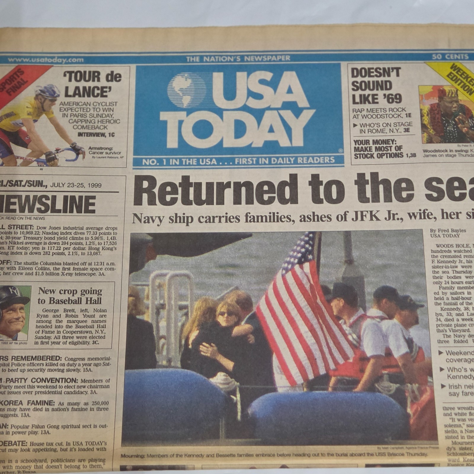 USA Today July 23-25 1999 JFK Jr Memorial Sea Burial Newspaper Kennedy
