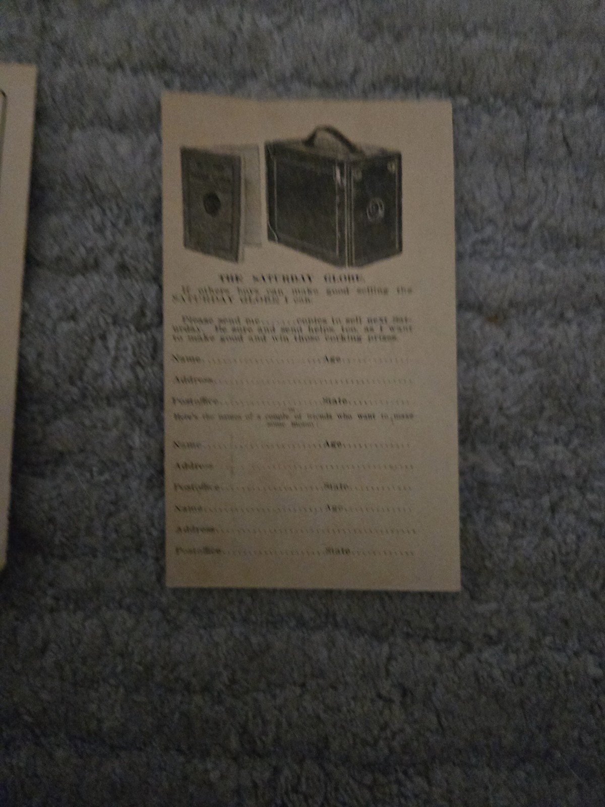 Vintage 1900s Utica New York Saturday Globe Agents Terms And Post Card