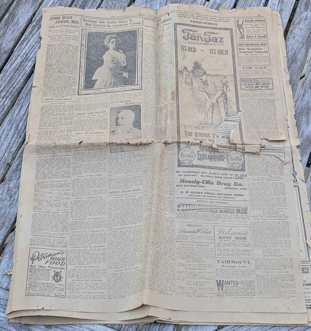 1909 MEMPHIS TENNESSEE COMMERCIAL APPEAL UCV REUNION CAR ADS COCA COLA PEPSI ADS