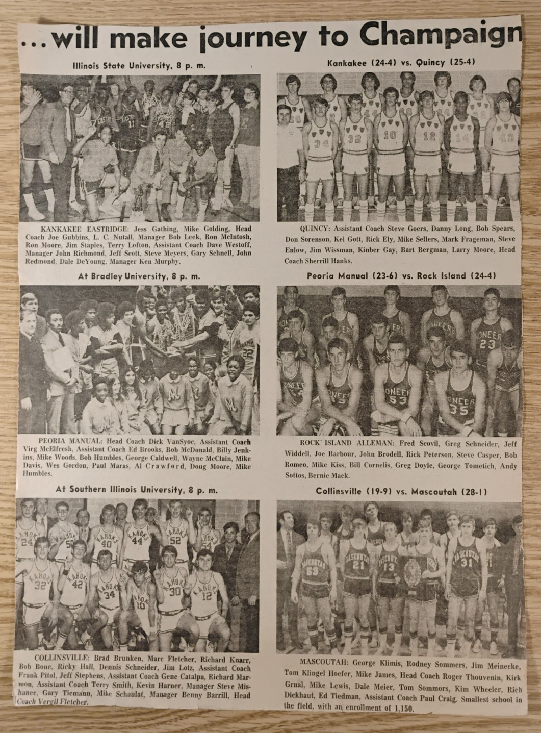 1972 Illinois High School Basketball Sweet 16 Thornridge Chicago Tribune