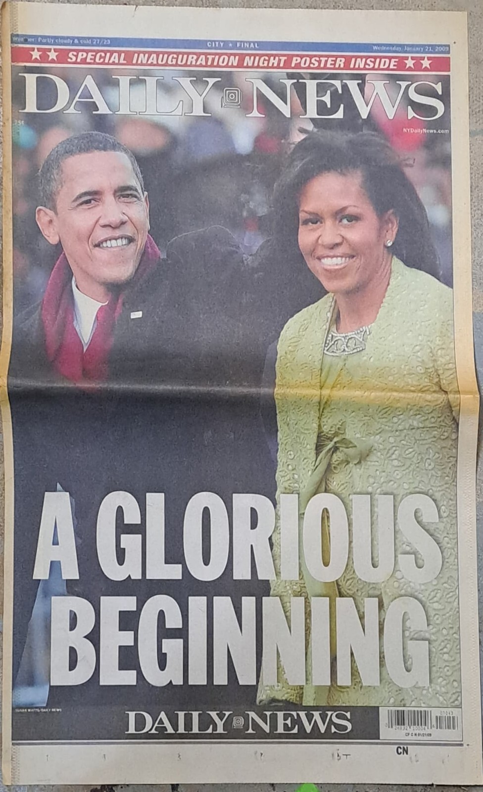 Daily News Newspaper Obama Special Inauguration Poster January 2009