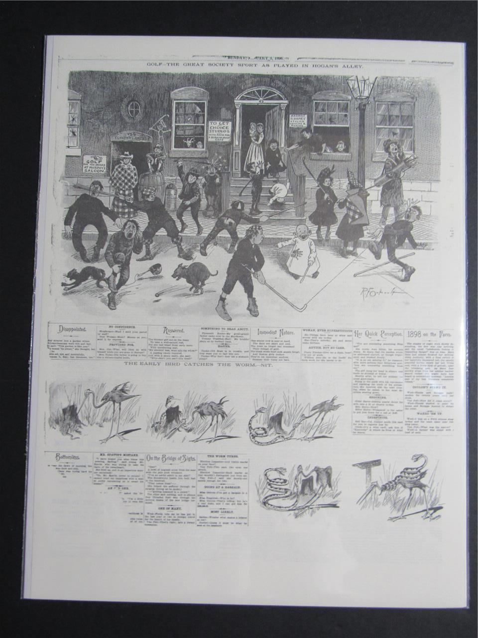 VINTAGE NEWSPAPER HEADLINE ~ NEW YORK PRINTS FIRST COMIC STRIP “YELLOW KID” 1896