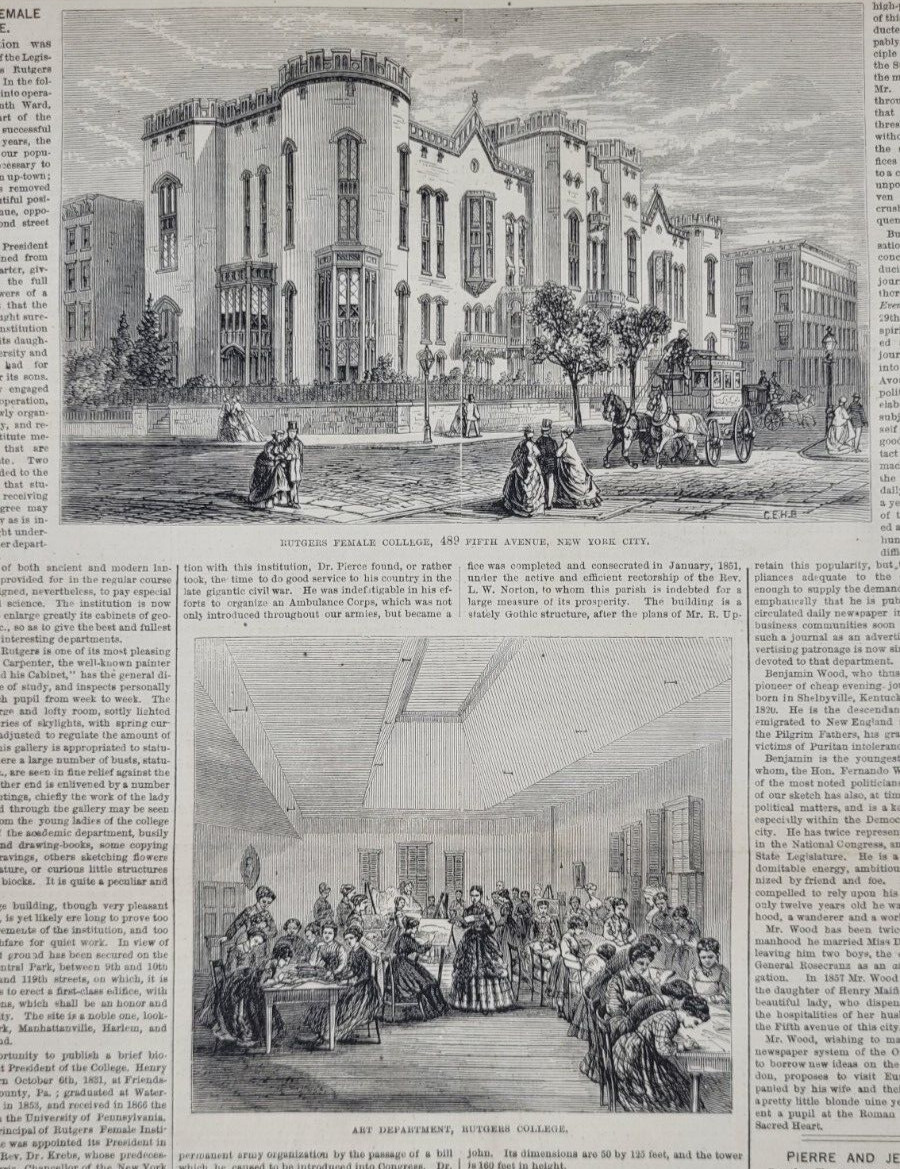 Frank Leslie’s 2/27/1869 Rutgers College / Booth Theater NYC / Grant’s Election
