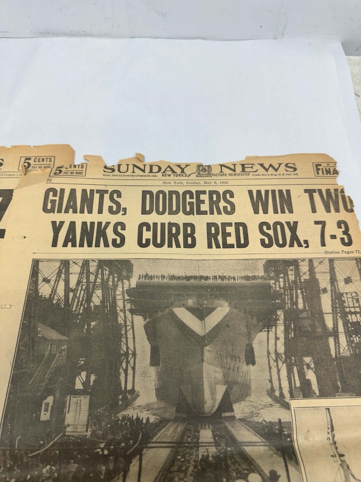 1940s New York Sunday News Front Pages WWII Nazis Giants Dodgers