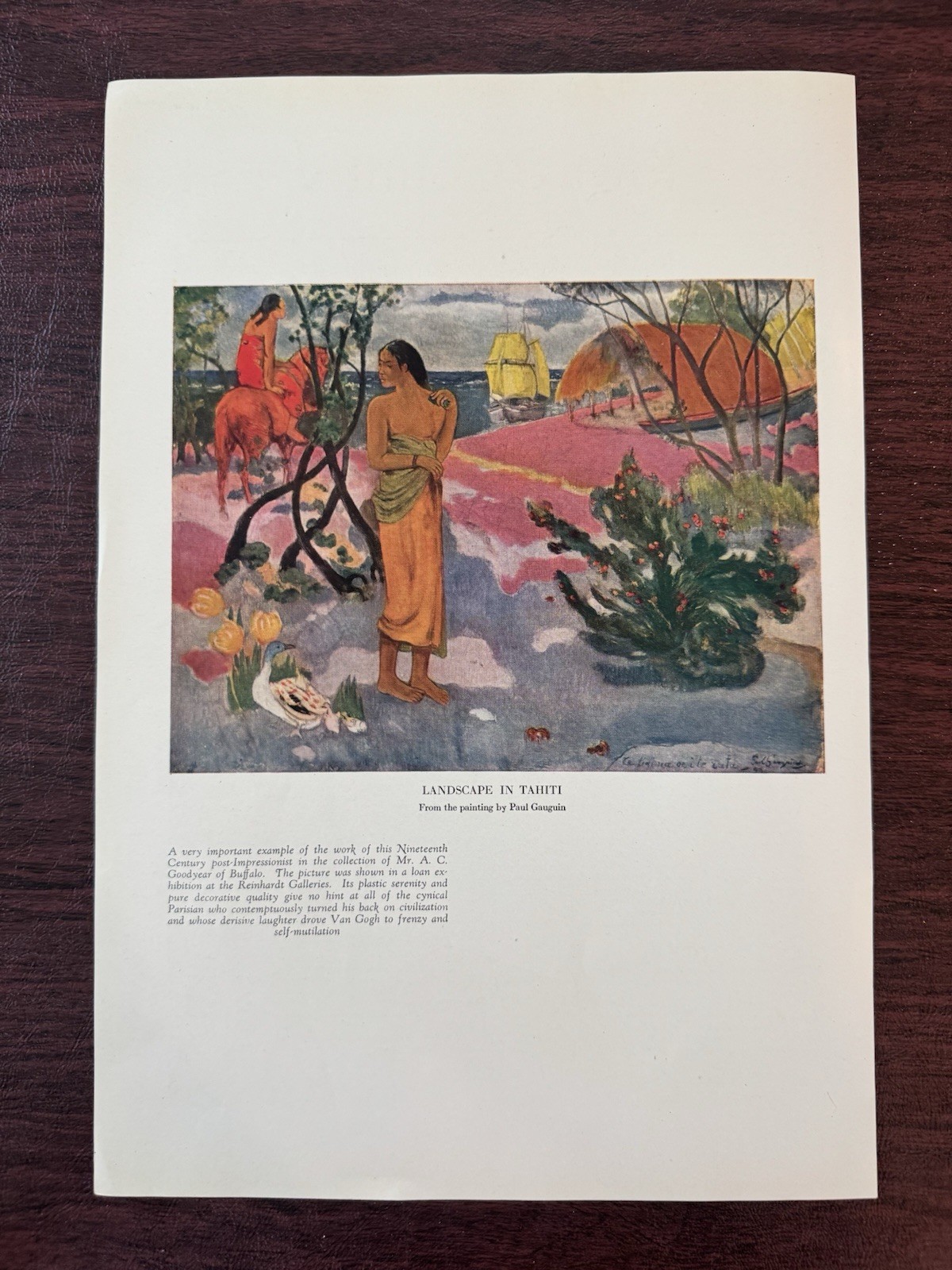 Paul Gauguin “Landscape in Tahiti” Vintage Print Town & Country Magazine 1929