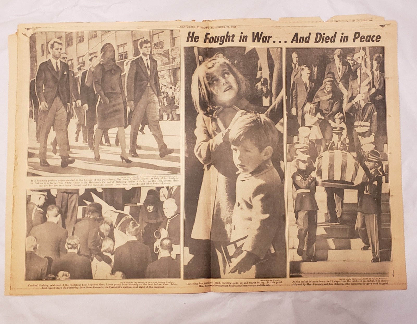 Vintage New York Daily News Nov 26 1963 JFK Funeral WE CARRY ON John John Salute