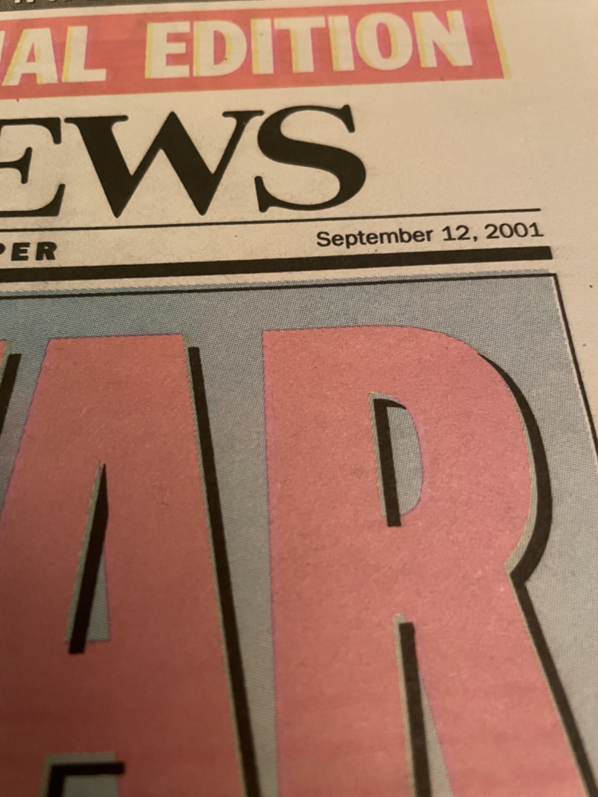 Daily News-September 12 2001- It’s War-Day of Terror -Special edition