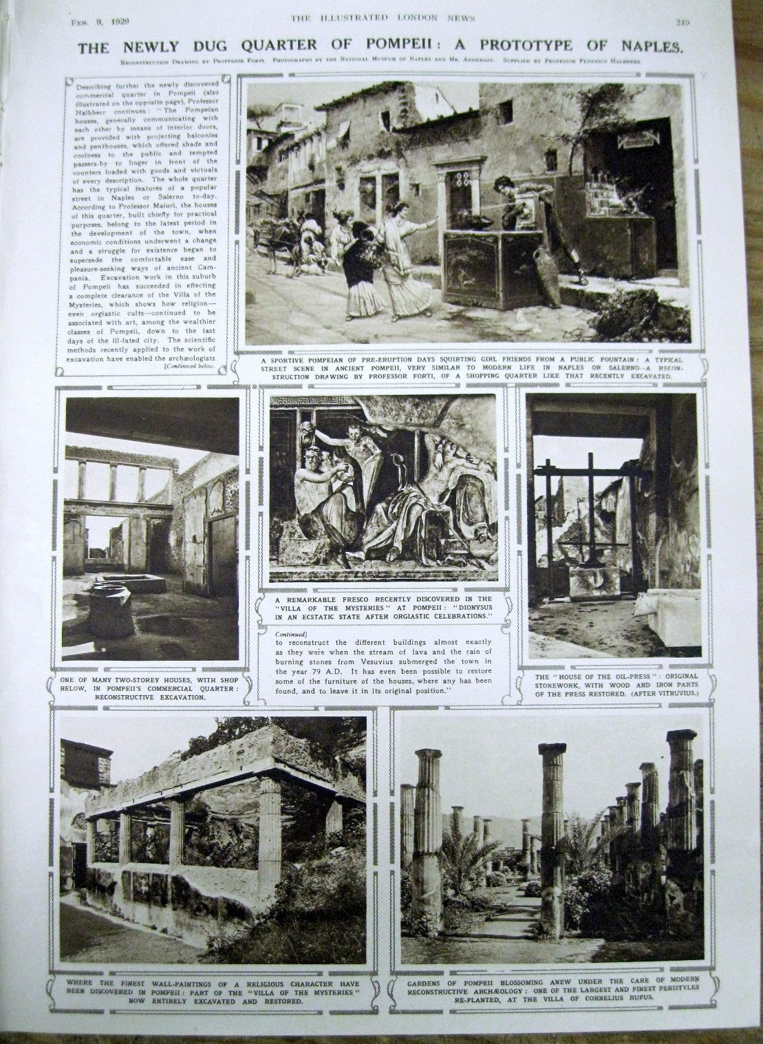 1929 illustrated newspaper w PHOTOS newest discoveries POMPEII Italy ARCHEOLOGY