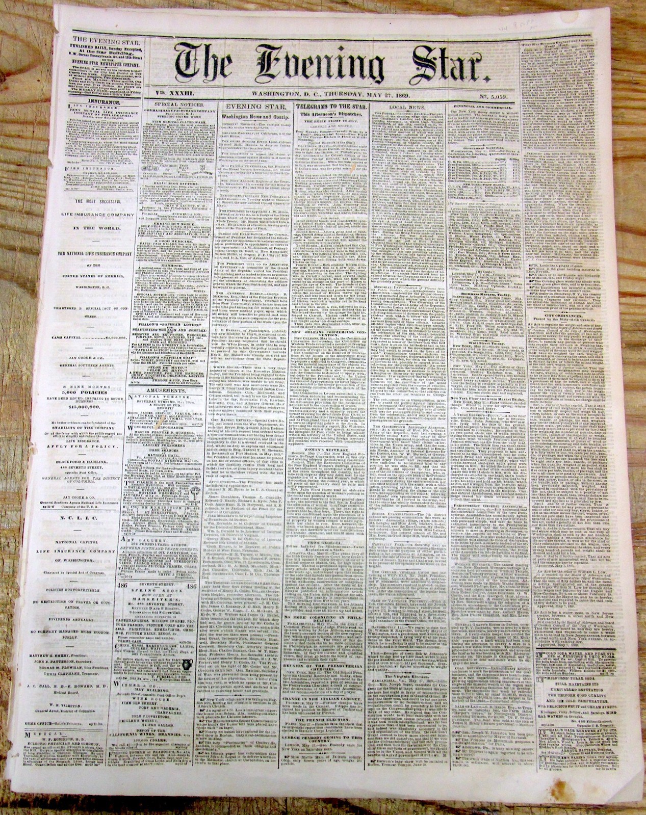 1869 newspaper NATIONAL WOMEN’S SUFFRAGE ASSOCIATION FOUNDED BySTANTON & ANTHONY