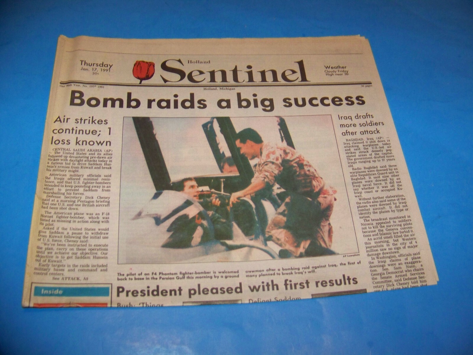 Holland Sentinel January 17, 1991 “Gulf War” ( Only Section A )