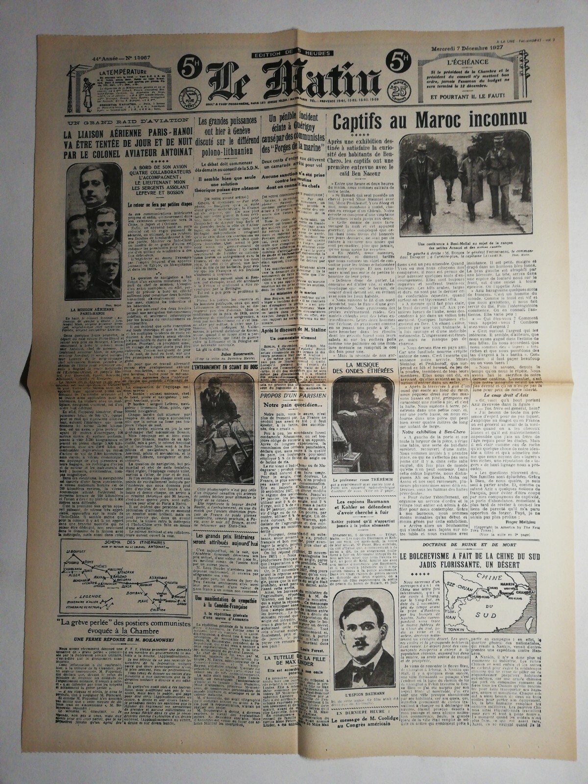 N472 La A World Journal The Morning 7 December 1927 Captives To Morocco Unknown