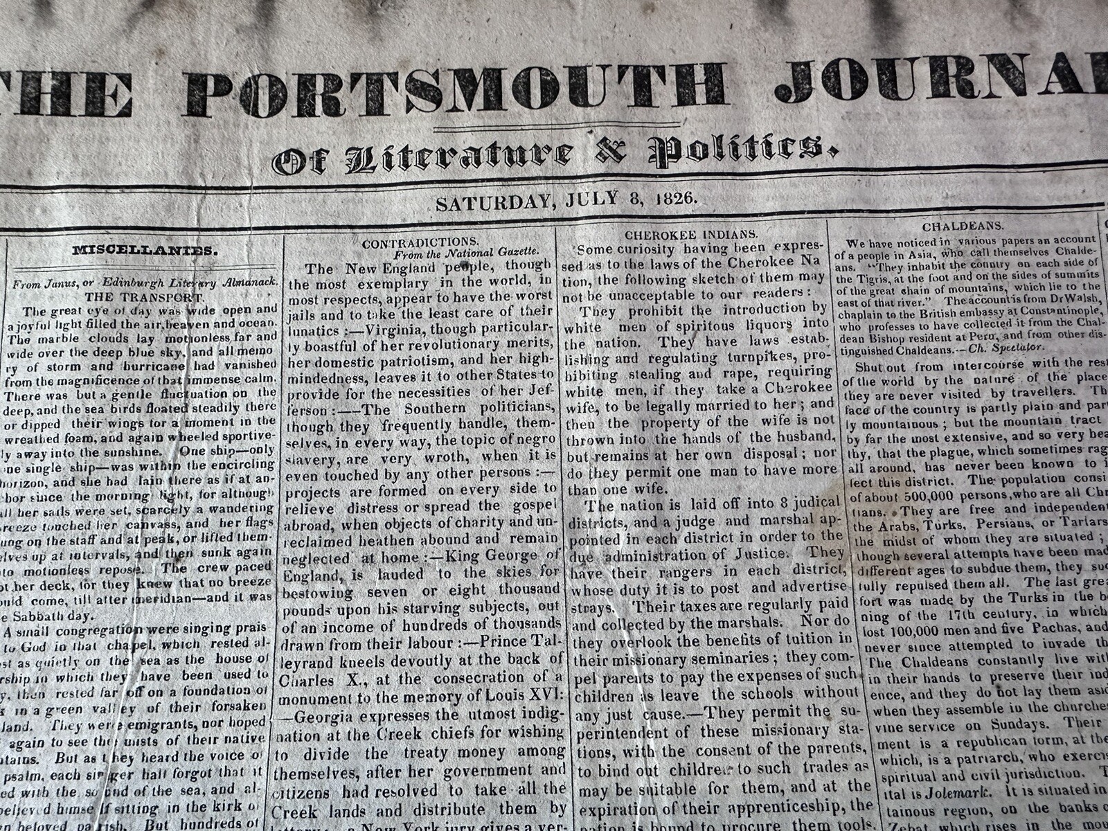 July 8, 1826 John Adams Death Obituary US Founding Father, Slavery Newspaper