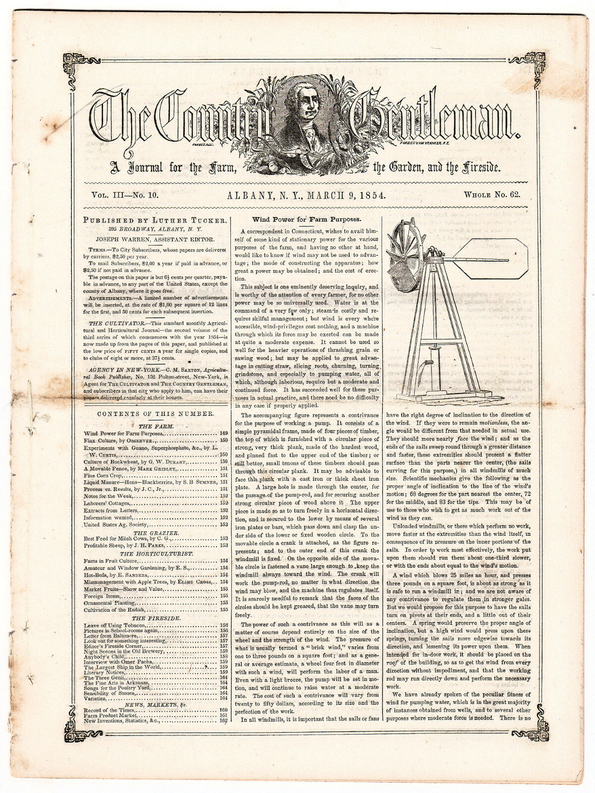 The Country Gentleman, March 9, 1854 – Albany, NY – Carrington’s Plains Ops Map