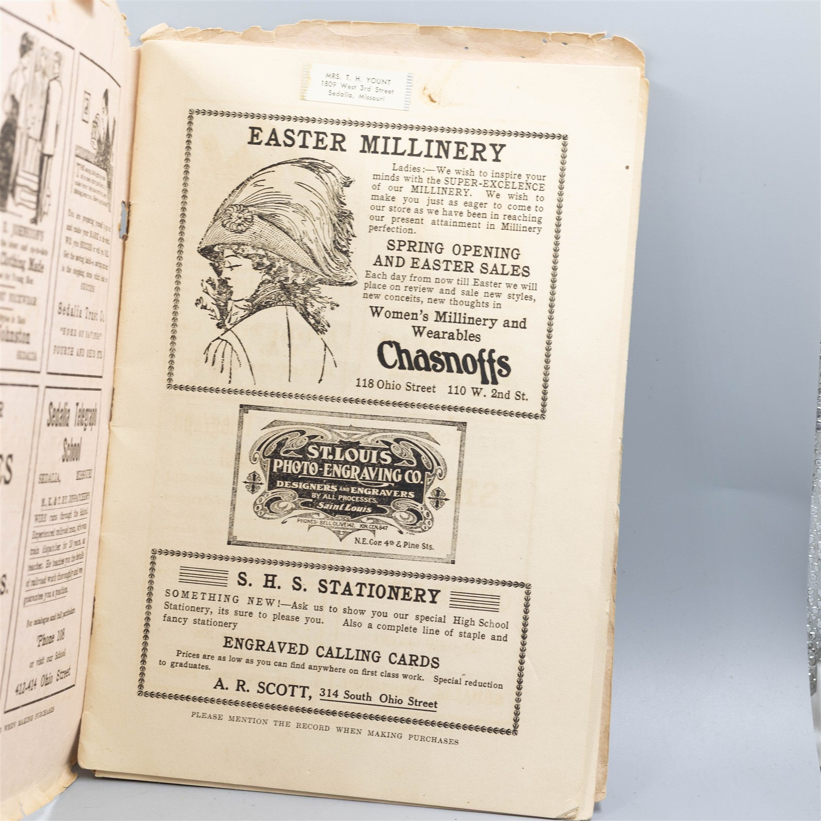 1910 Sedalia High School Record Student Newspaper (Missouri) Antique