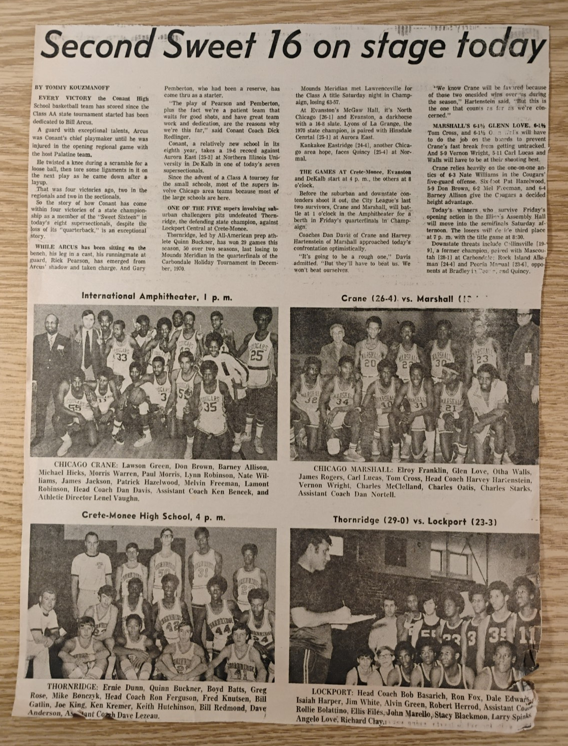 1972 Illinois High School Basketball Sweet 16 Thornridge Chicago Tribune