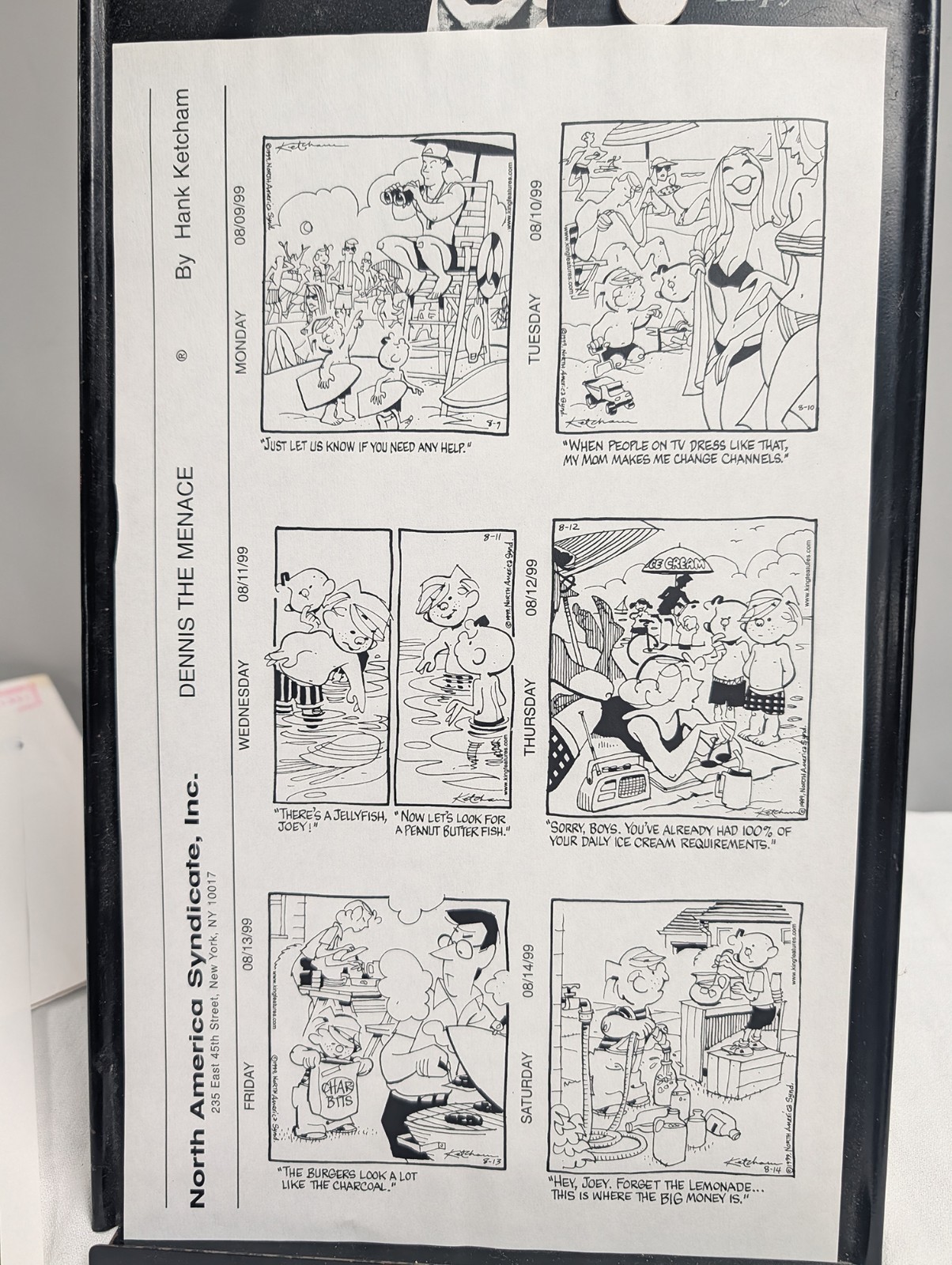 1999 King Features / North America Syndicate newspaper reproduction packet