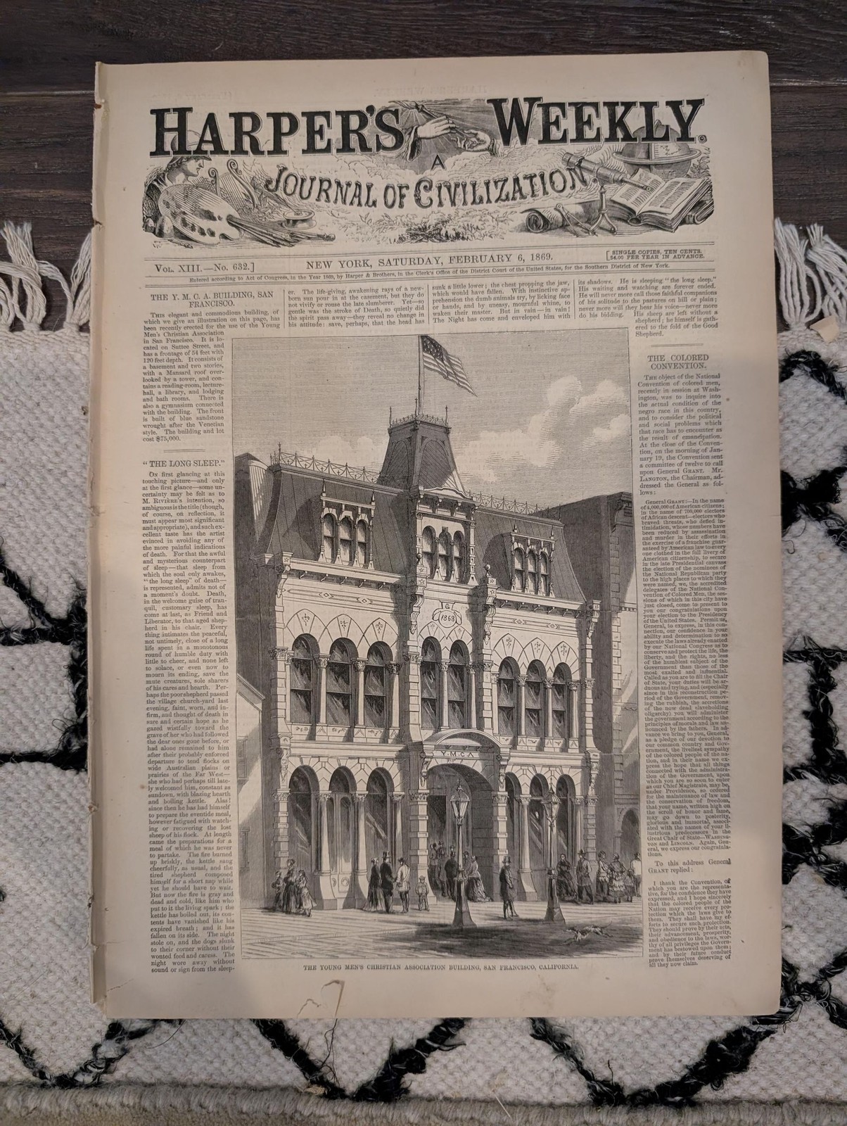 Feb 6 1869 Harpers Weekly, 1st Uncle Sam w Whiskers, National Colored Convention