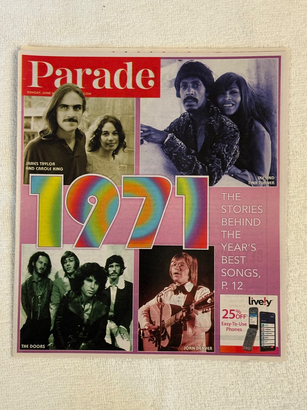 Parade Newspaper Insert June 2021 “1971” Music Stories The Doors John Denver