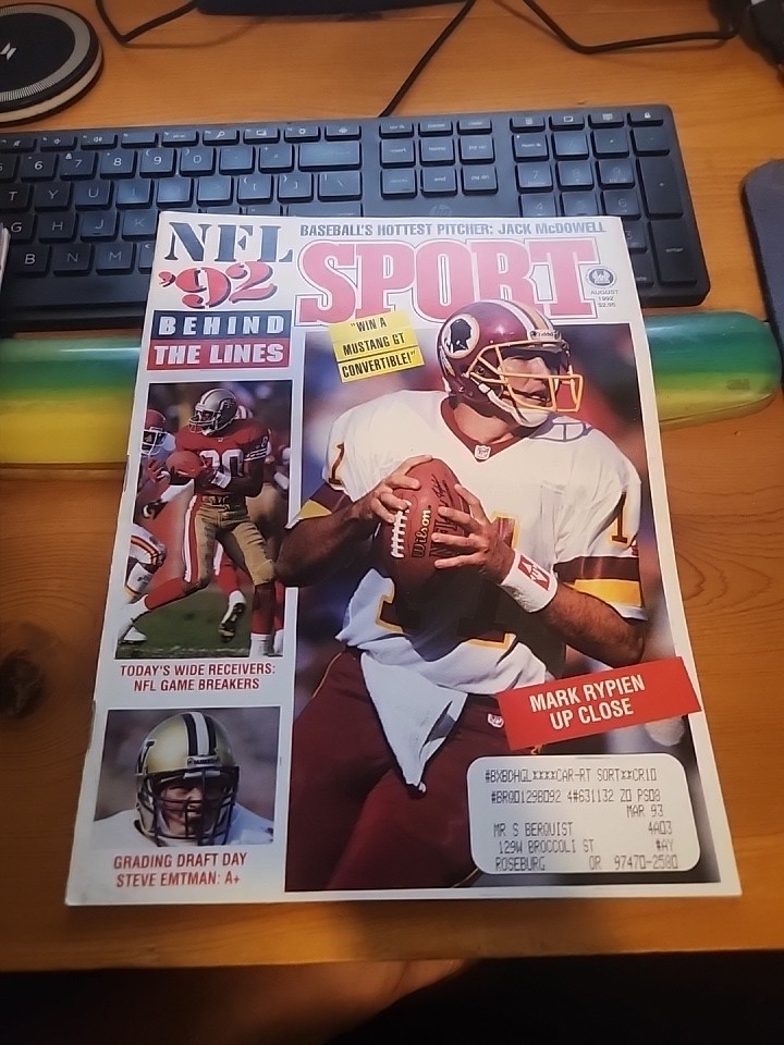 1992 Sport Pro Football Preview Magazine. Washington Redskins Mark Rypien