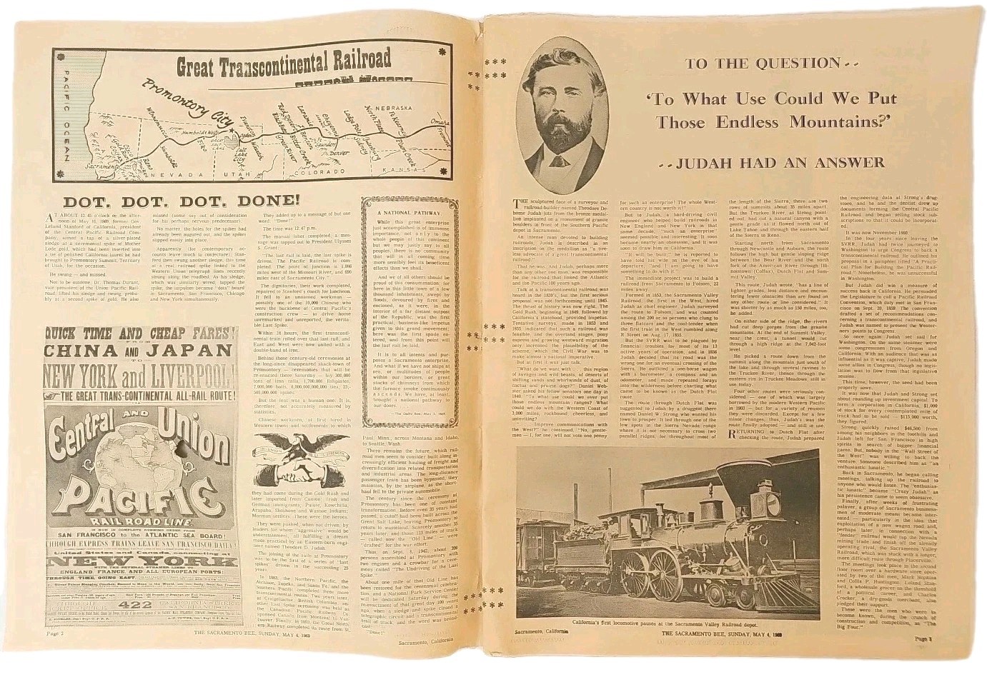 Sacramento Bee May 4, 1969; Centennial Edition, The Golden Spike 1869-1969