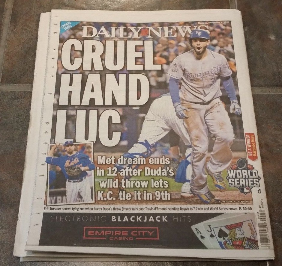 2015 Kansas City Royals World Series Newspaper NY Daily News Victory Edition