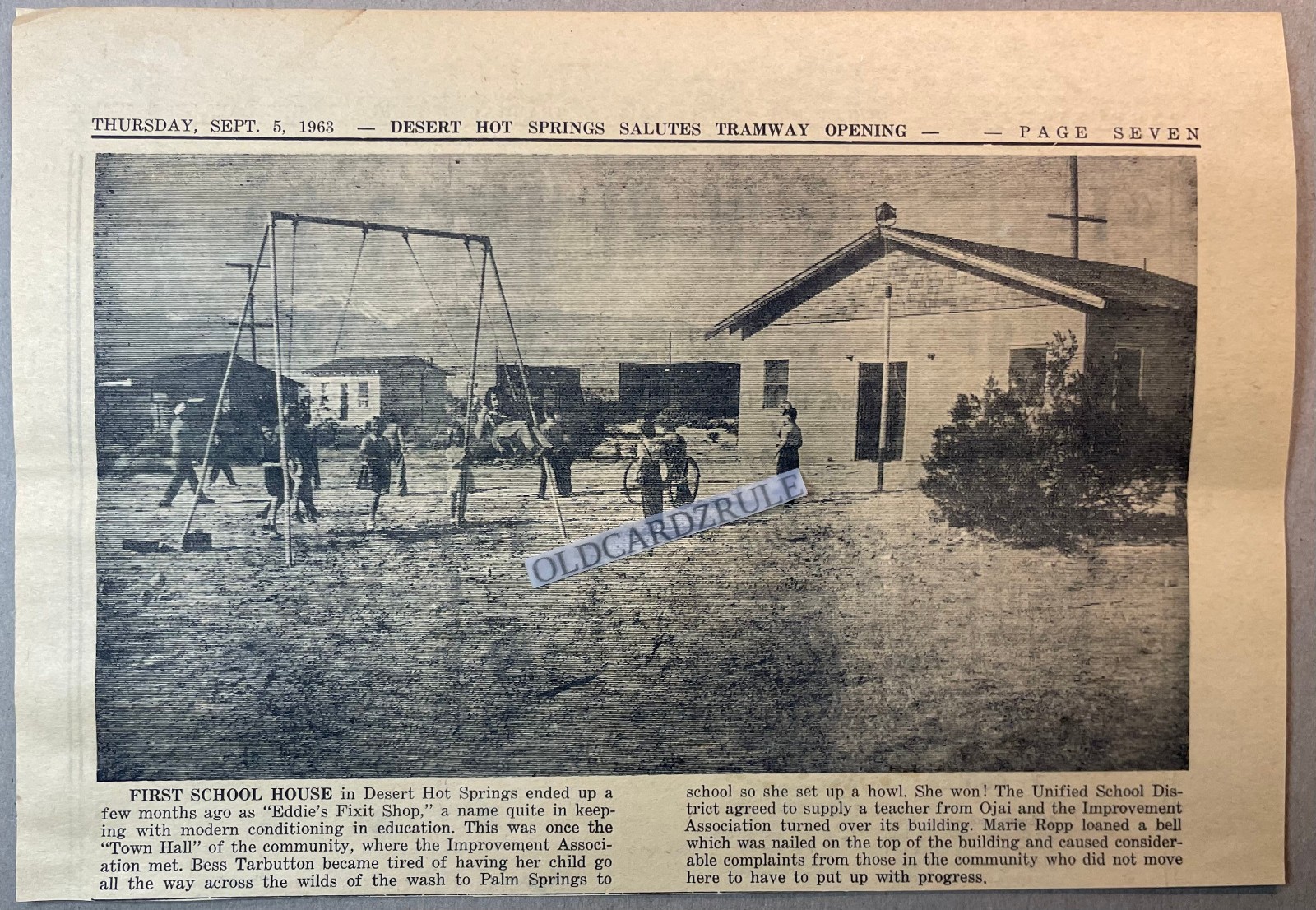 Original 60’s Newspaper Ad-First School House in Desert Hot Springs, California