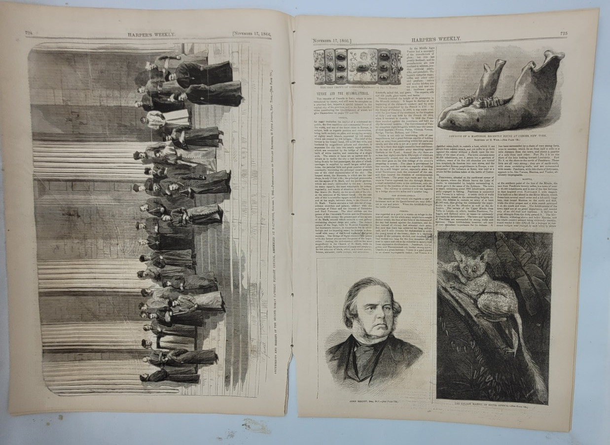 Harper’s Weekly 11/17/1866 lg print Venice Italy / Confederate Cemetery Tenn