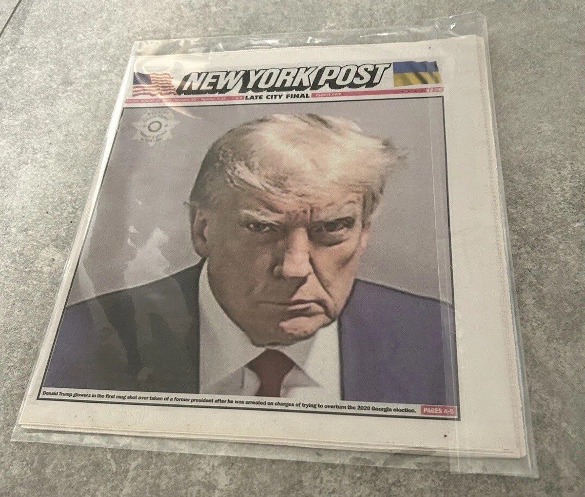 New York Post – Donald Trump Mugshot Newspaper – 8/25/2023